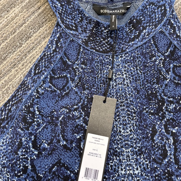 BCBG MaxAzria Y2K Aesthetic Blue Snakeskin Halter Tank - Picture 2 of 5